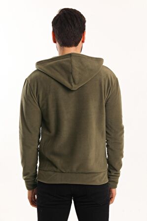 Slazenger SAMSON IN Erkek Fermuarlı Kapüşonlu Cepli Haki Polar