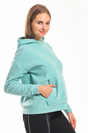 Slazenger SASSA IN Kadın Kapüşonlu Cepli Yeşil Polar