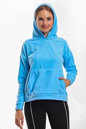 Slazenger SASSA IN Kadın Kapüşonlu Cepli Mavi Polar