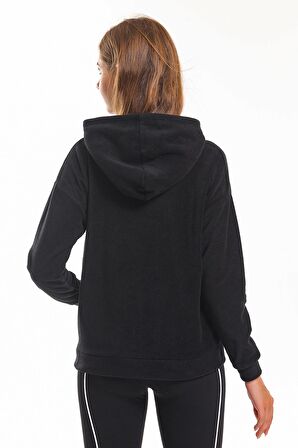 Slazenger SASSA IN Kadın Kapüşonlu Cepli Siyah Polar