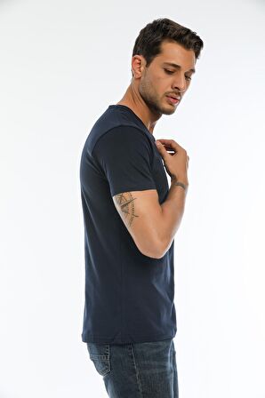 Slazenger SARGON KTN Erkek V Yaka Lacivert Tişört