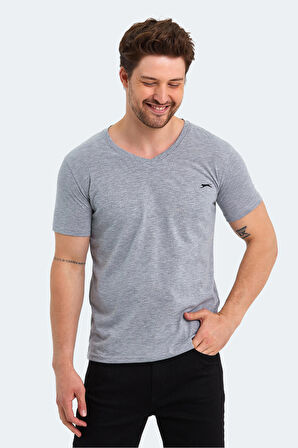 Slazenger SARGON KTN Erkek V Yaka Gri Tişört