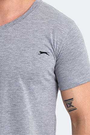 Slazenger SARGON KTN Erkek V Yaka Gri Tişört