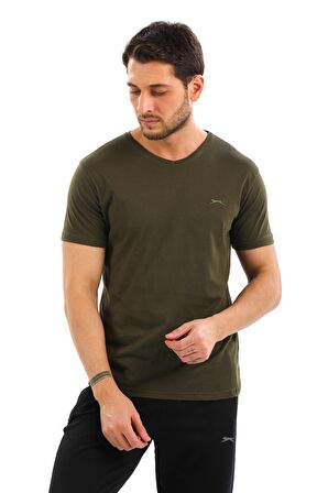 Slazenger SARGON KTN Erkek V Yaka Haki Tişört