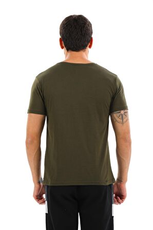 Slazenger SARGON KTN Erkek V Yaka Haki Tişört