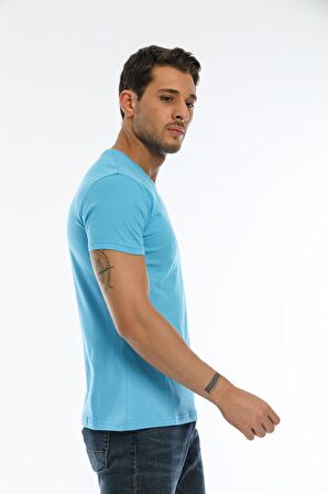 Slazenger SARGON KTN Erkek V Yaka Mavi Tişört