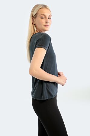 Slazenger PLAY Kadın V Yaka Siyah Tişört