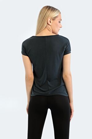 Slazenger PLAY Kadın V Yaka Siyah Tişört