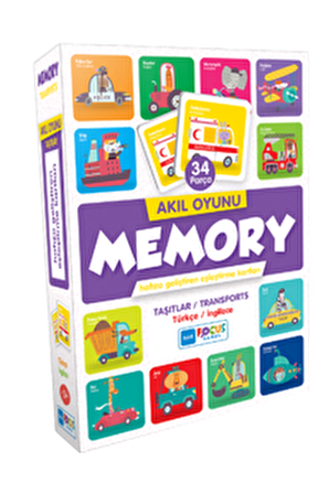 Memory - Taşıtlar 34 Parça Blue Focus Games