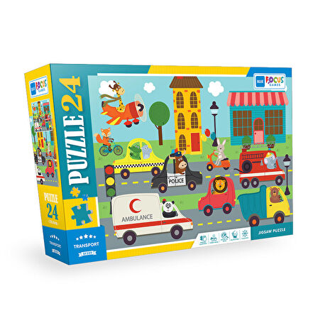 Blue Focus Transport 6+ Yaş Büyük Boy Puzzle 24 Parça