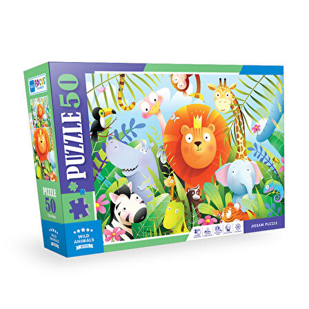 Blue Focus Wıld Animals 6+ Yaş Büyük Boy Puzzle 50 Parça