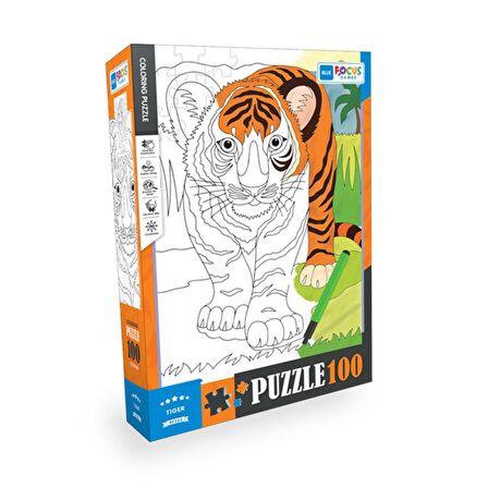 Blue Focus Tiger 6+ Yaş Büyük Boy Puzzle 100 Parça