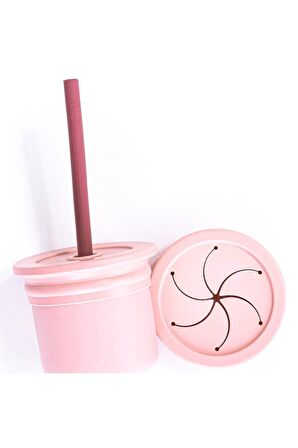 OiOi Ham+Hüp Pipetli Silikon Bardak Pinky Pink/Velvet Rose Pembe/Gül