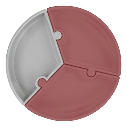 Oioi Puzzle Vakum Tabanlı Silikon Tabak Velvet Rose/Powder Grey 1050060