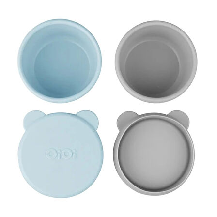 Oioi Silikon Kapaklı Mini Kase 2'li Mini Bites Mineral Blue / Powder Grey