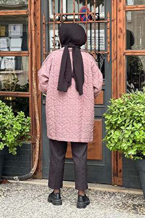 İNVEE  6913S Oversıze Kadın Kapitone Mont Kahve