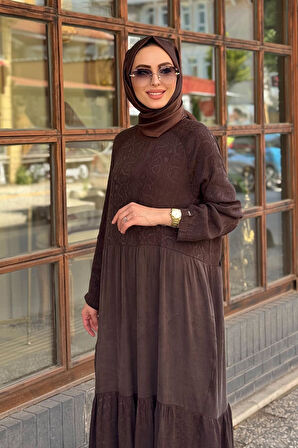 İNVEE Elbise 7033 Kahve