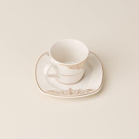 İpek Cream 12 Parça 6 Kişilik Kahve Fincan Takımı - Krem - 90 ml
