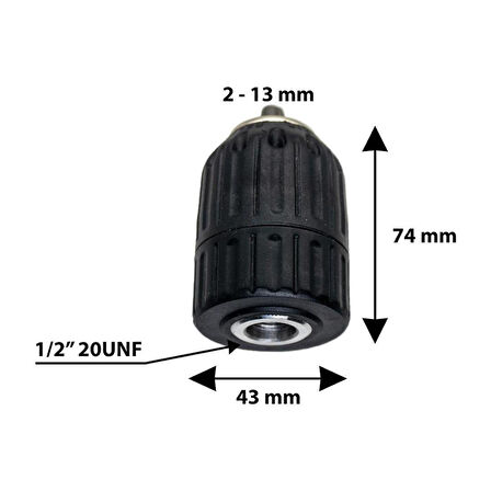 First Master 530251 Anahtarsız Plastik Mandren 2-13mm 1/2'' - 20 UNF