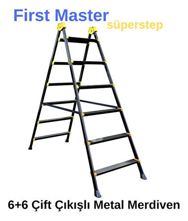 ERC First Master Superstep 6+6 Çift Çıkışlı Metal Merdiven