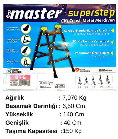 ERC First Master Superstep 6+6 Çift Çıkışlı Metal Merdiven