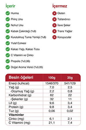 Vitamin & Meyve Bar - Turna Yemişi Ve Kabak Çekirdeği 35 gr X 12 Adet