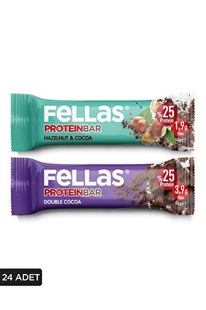 Protein Bar 32g Süper İkili Kutu 24 Adet - Duble Kakaolu x 12 Adet + Fındıklı x 12 Adet