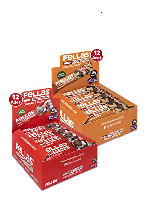 Yüksek Protein Bar 45 G Süper Ikili Kutu 24 Adet - Hind. Cevizli X 12 Adet + Yer Fıstıklı X 12 Adet
