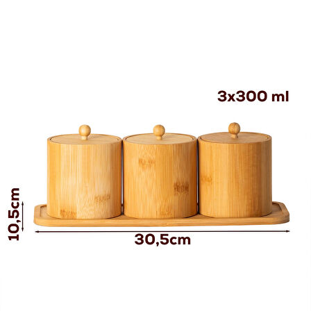 Porsima Pbt-604 Bambu Çok Amaçlı Standlı Saklama Kabı Organizer 4 Parça Baharat Seti