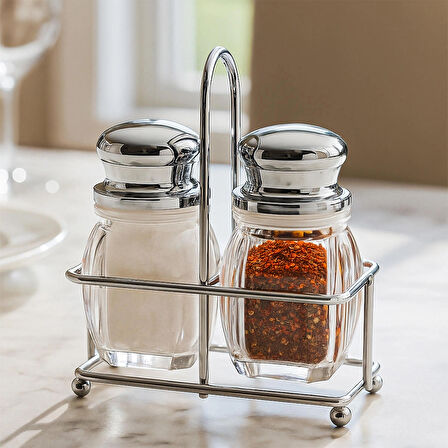 Porsima Pbt-568 2li Metal Standlı Akrilik Tuzluk Biberlik Seti