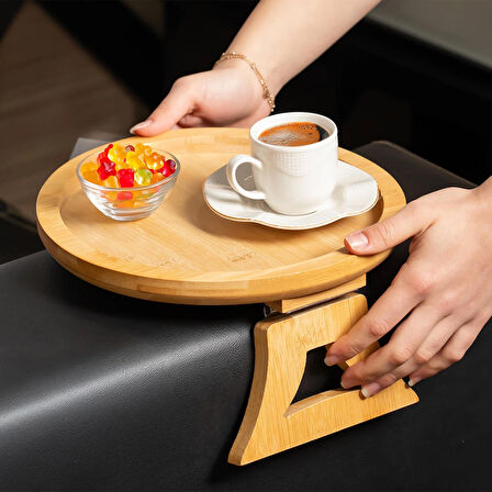 Porsima Pbt-414 Bambu Koltuk Matı Ahşap Kanepe Koltuk Kenarı Sehpa Yan Sehpa Koltuk Katlanabilir Koltuk Kenarı Tepsisi