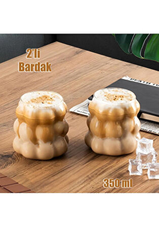 Porsima 378 2 Parça Borosilikat Boncuk Şekilli Bardak Seti 350 Ml