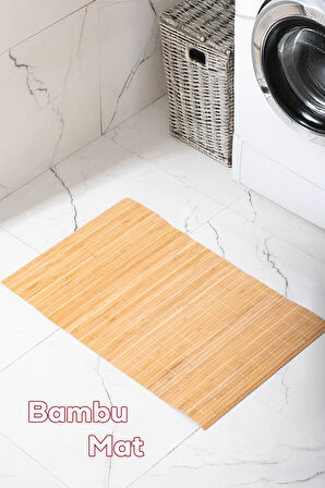 Porsima Pbt-374 Ahşap Bambu Paspas Kaymaz Banyo Matı 45x70cm 