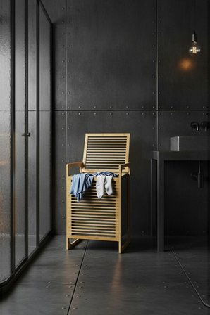Porsima Pbt-350 Ahşap Bambu Kirli Sepeti Banyo Düzenleyici Kirli Çamaşır Sepeti Organizeri