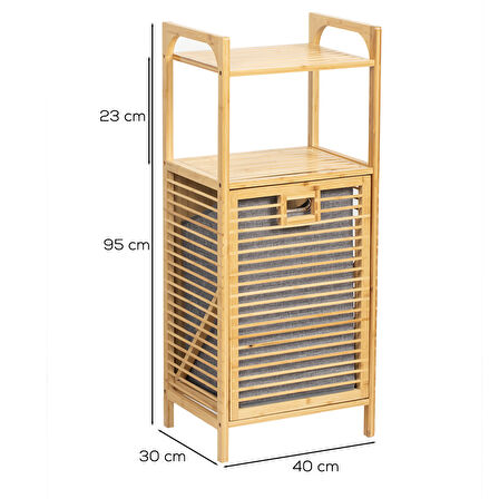 Porsima 2063 2 Raflı Ahşap Kirli Sepeti Organizer Banyo Dolabı Ahşap