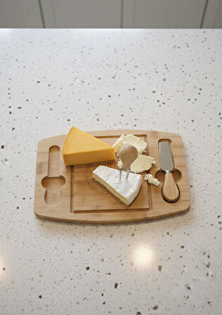 Bambu Peynir Tabağı - Peynir Sunumluk Seti- 3 Parça