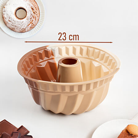 Porsima 193 Silikon Kek Kalıbı, Tart Kalıbı 23 Cm Gıda İle Temasa Uygun Beyaz - Kahverengi