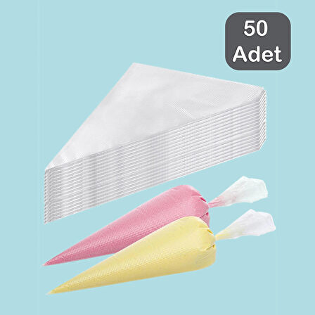 Porsima PBT-164 Krema Kek Pasta Süsleme Kullan At Krem Şanti Sıkma Torbası Pastacılık Malzemeleri 50 Adet 