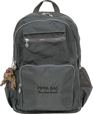 Pippa İlus Dört Gözlü Okul ve Günlük Sırt Çantası (Koyu Gri - Kadın ve Erkek - CNT8035-05)