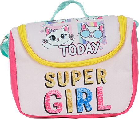 Pippa Kız Çocuk Üç Gözlü Pembe/Sarı İlkokul Üçlü Okul Çanta Seti - Super Girl - PPSET5220