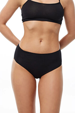 Kadın Siyah Beyaz Gri 6 Lı Paket Modal Yüksek Bel Slip Külot 1955