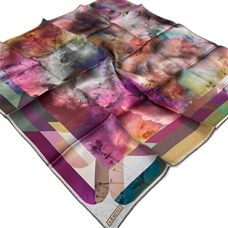 Armine Nostalji Pembe Çiçek Desen Sura İpek Eşarp 8354-88