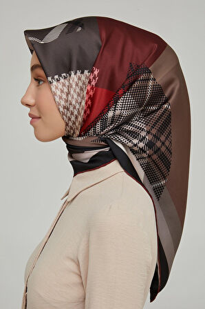 Armine Yeni Sezon 2022 İlkbahar Yaz Serisi %100 İPEK  Ekose Desen İpek Twill Eşarp 8620D-04