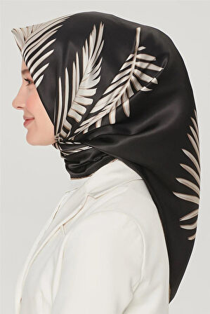 Armine Nostalji Tivil İpek Eşarp 8548-09 Siyah Karışık Desen