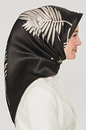 Armine Nostalji Tivil İpek Eşarp 8548-09 Siyah Karışık Desen