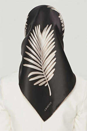 Armine Nostalji Tivil İpek Eşarp 8548-09 Siyah Karışık Desen