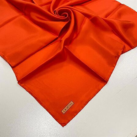 Armine Tivil Turuncu Düz Renk İpek Eşarp 10D02-129