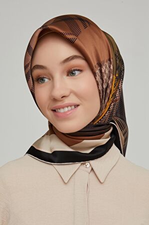 Armine Nostalji Serisi %100 İpek Twill  Eşarp 8620-38