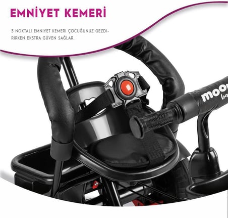 Moony Baby MB504 Trend Bike Ebeveyn Kontrollü 3 Tekerlekli Çocuk Bisikleti SİYAH