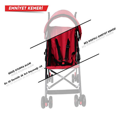 Rival Tokyo Hafif Baston Bebek Arabası RV108 Bordo